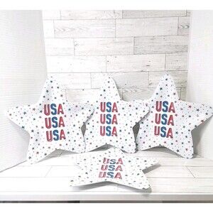 Patriotic Star Shaped Plastic Plates 4th Of July Themed USA 4 Total NEW